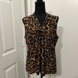 Anne Klein Leopard Print Sleeveless Blouse